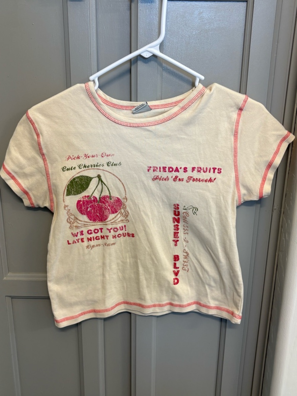 Urban Outfitters Cropped Cherries Club Baby Tee